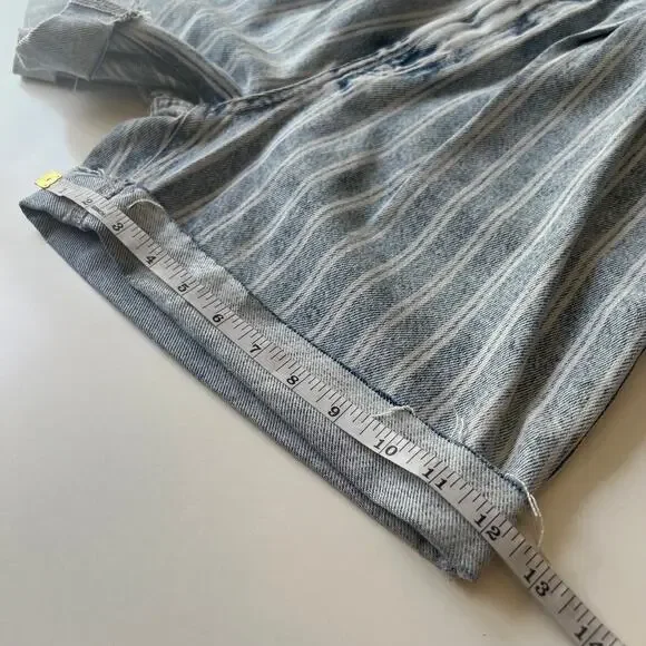 FP We The Free Dogtown Cutoff Bermuda Shorts Blue Denim Baggy Distressed Size 27 - Picture 9 of 14